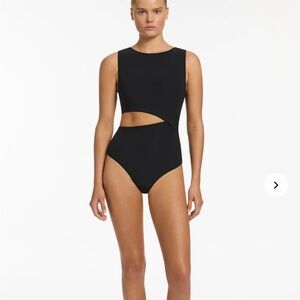 High Neck Black Cutout Swimsuit